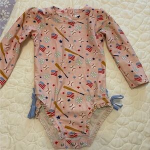 Ruffle Butts Girls’ Long-Sleeve Rash Guard One-Piece Swimsuit